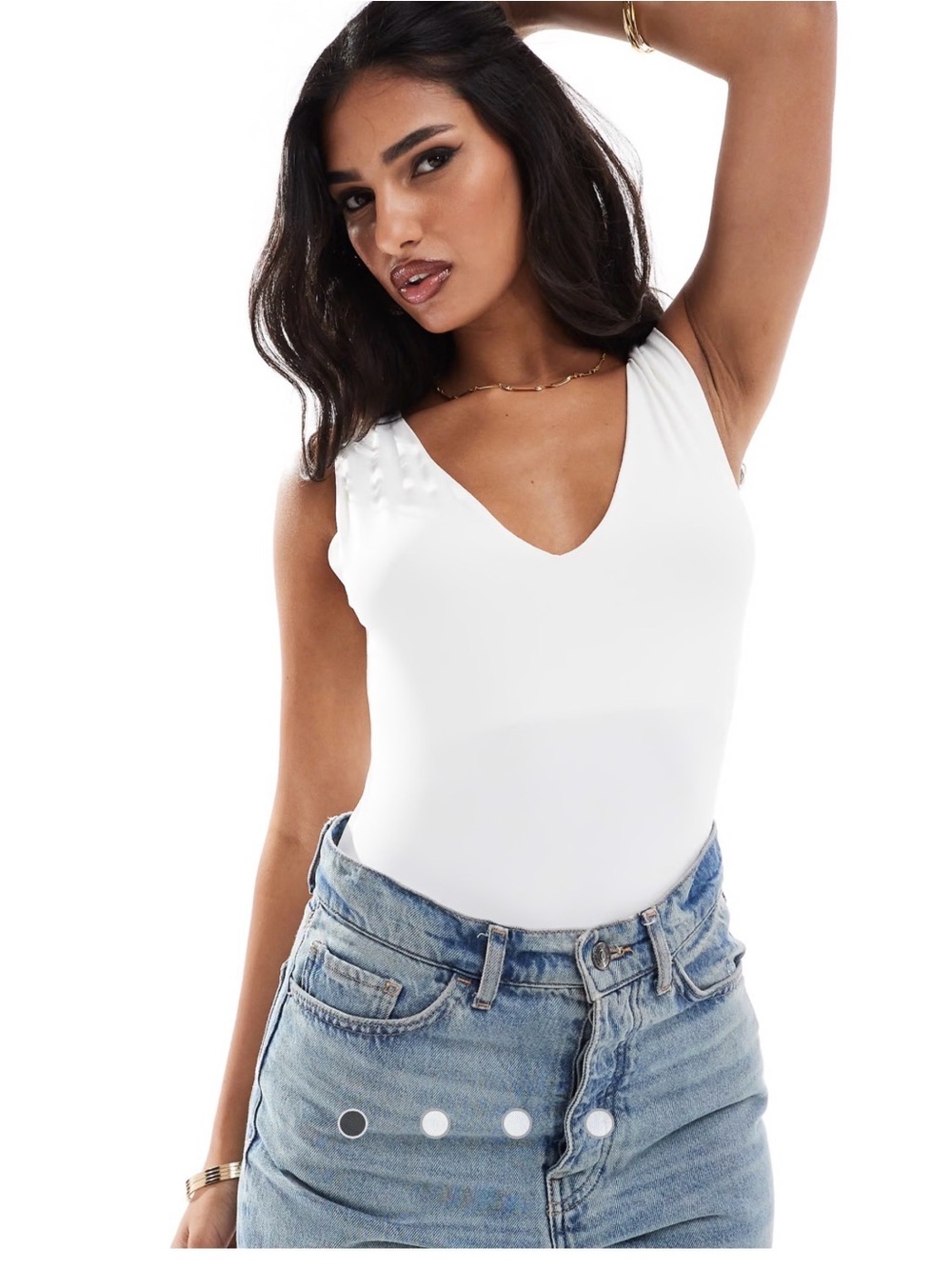 Express White V-Neck Sleeveless Bodysuit